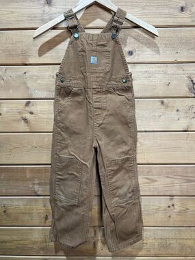 Carhartt Youth 4T Double Knee Canvas Overalls Brown Workwear Unisex